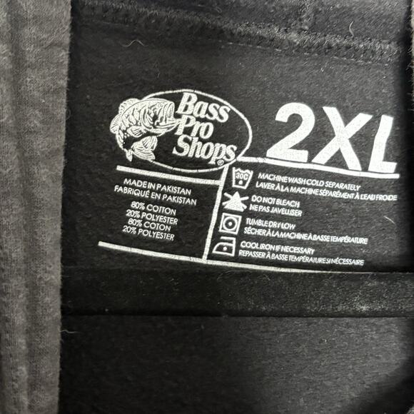 Bass Pro Shops Johnny Morris Hoodie Sweatshirt Men 2XL Black Hooded Pullover - Picture 3 of 3